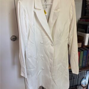 Adelyn Rae White Double-Breasted Blazer Dress